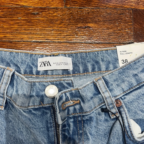Zara Blue Straight Leg High-Rise Jeans - Picture 3 of 8
